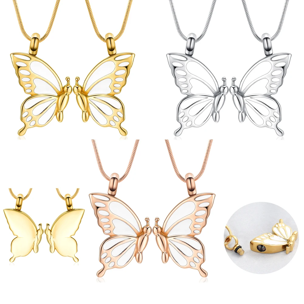 

Hollow Butterfly Urn Pendant Necklace For Pet/Human Ashes Perfume Cremation Memorial Elegant Woman Gift Keepsake Jewelry
