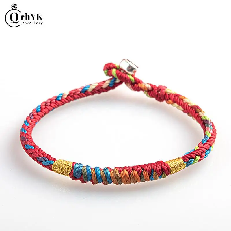 1PC Handmade Tibetan Bracelet Colorful Thread Good Lucky Charm Rope Bracelet Bangles For Women Men Knots Red Thread Bracelets