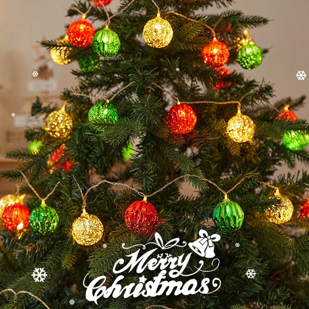 

1.5M 10LED Christmas Ball Lights String Xmas Tree Ornaments Battery Powered Led Lamp Christmas Decoration Lighting 2024 New Year