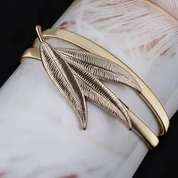 Elegant Gold and Silver Leaf Elastic Waist Belt (6)