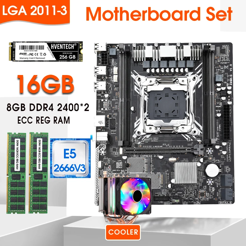 Kit de Placa Mãe X99 com Xeon E5 2666V3, LGA2011 3 CPU, 2pcs X 8GB ...