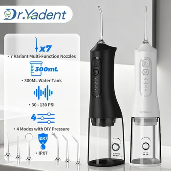 เครื่องทำความสะอาดช่องปากไร้สาย Dr.Yadent YD06 WaterFlosser ความจุ 300 มล. แบบพกพา ชาร์จเร็วด้วย USB-C หัวฉีดน้ำ 7 แบบ 4 โหมด กันน้ำระดับ IPX7 1