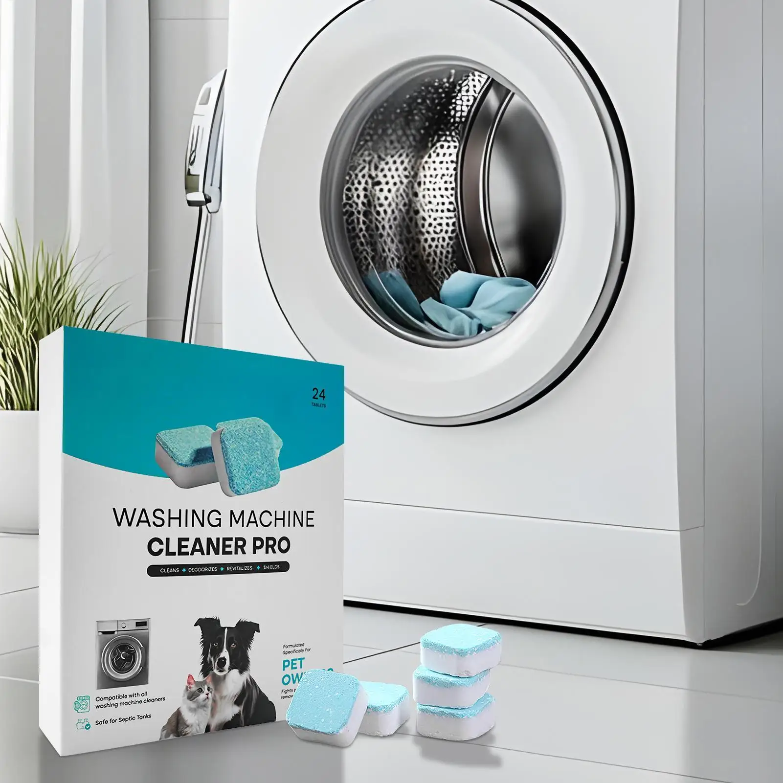24Pcs/box Washing Machine Cleaner Powerful Descaling and Deodorizing Effervescent Tablets Cleaning For Machines Tank Home