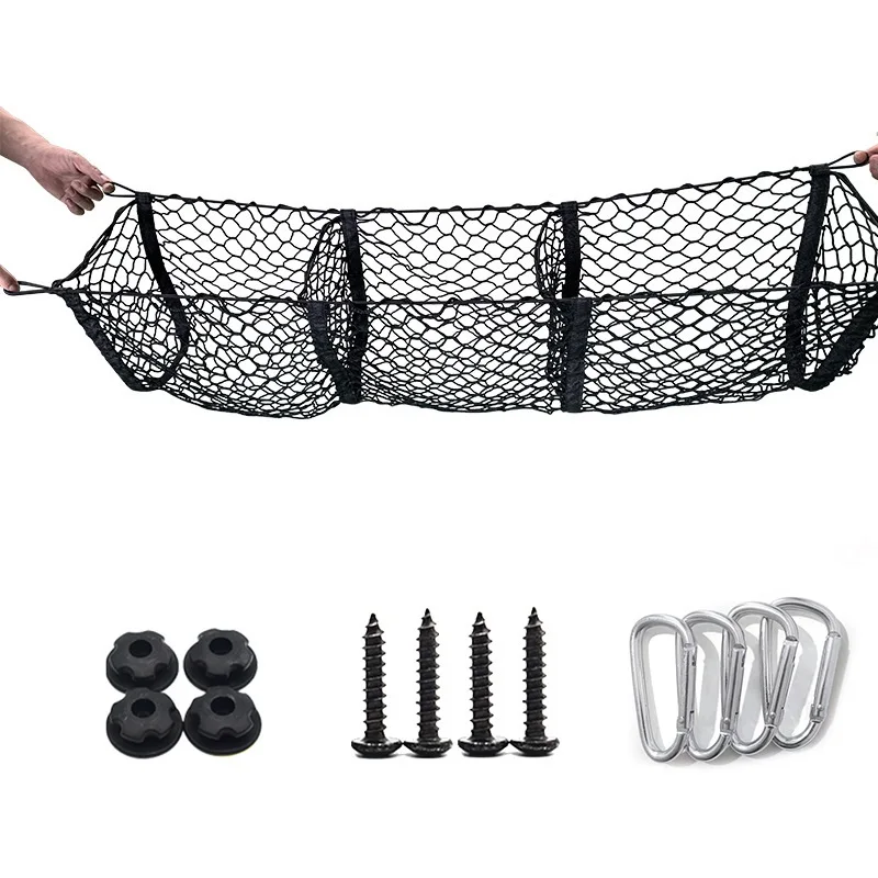 

Cargo Net for Car Detachable 3 Pocket Heavy-Duty Organizer Mesh Storage for Ford Dodge GMC Chevy SUV Pickup Truck, Van Trunk Bed