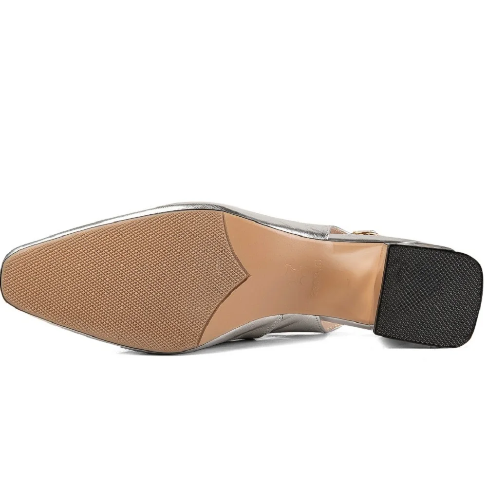 Spring summer women pumps concise fashion square toe low heels genuine leather slingbacks sandals shoes 34-41