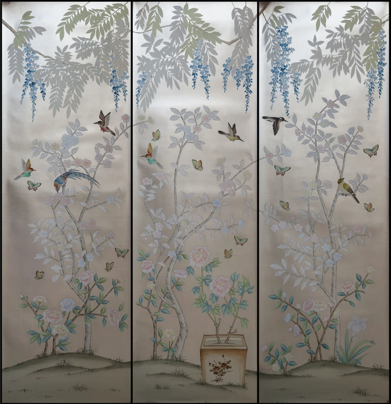 Customized Hand-Painted flowers with birds paintings/Wallpaper Bedroom/Living/study/Dinning Room Sofa/TV backing wallcovering mediterranean nordic wallpaper with architecture buildings 3d papeete cuts scandinavian