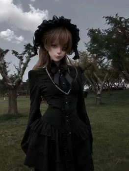 Gothic Punk Dress Ruffle Flare Sleeve Bow Front Tiered Mini Dress American 2000s Vintage Goth Style Women Casual Streetwear 2026 1