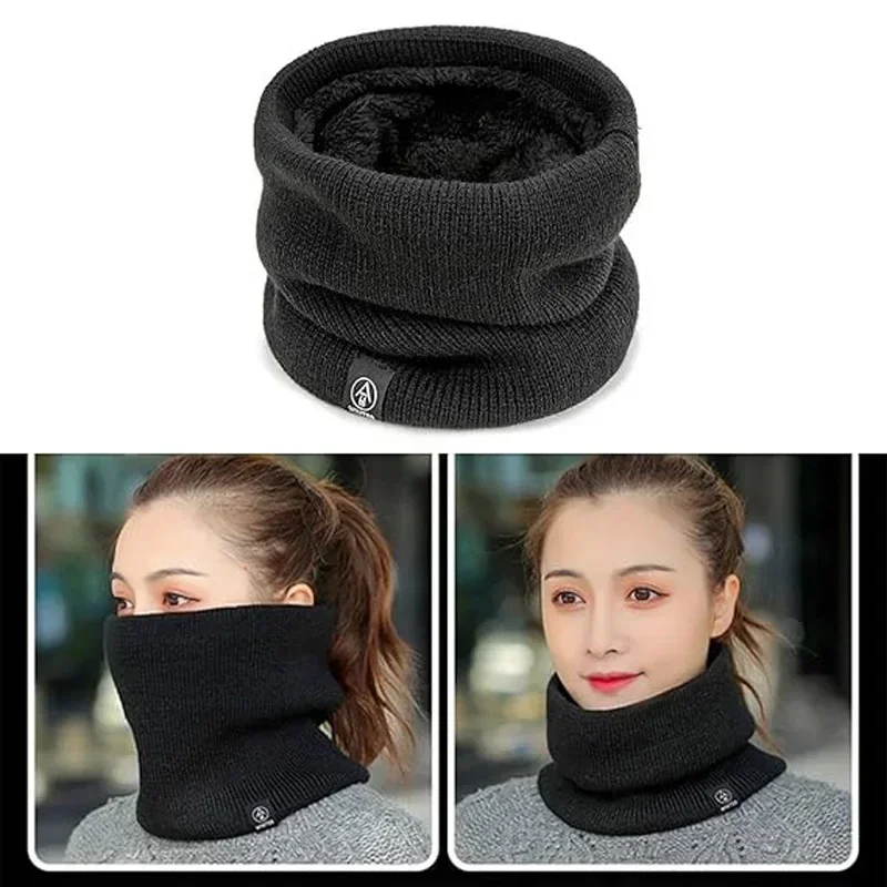 Knitted Solid Color Scarves Warm Thickened Neck Scarfs Ski Face Mask Tube Circle Scarf for Skiing Hiking Cycling