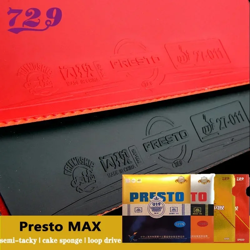 Friendship 729 PRESTO MAX Spin / Speed Table Tennis Rubber Professional Pips in Non-Sticky Ping Pong Rubber with Cake Sponge table tennis rubber