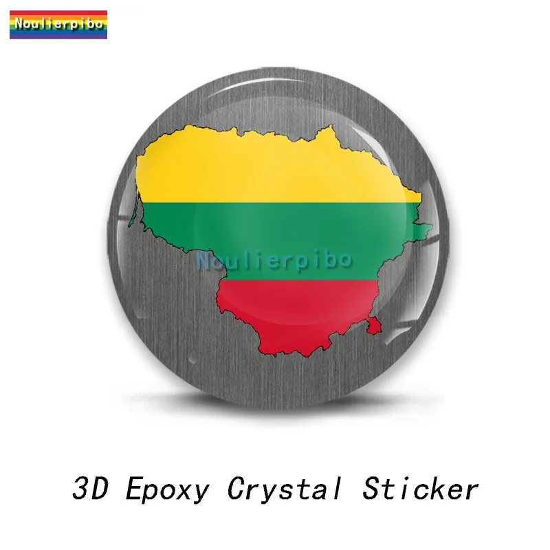 3D Epoxy Resin Car Dome Sticker Lithuania Flag Map Pvc Car Decoration Accessories Laptop Phone Vinyl Trolley Case Sticker
