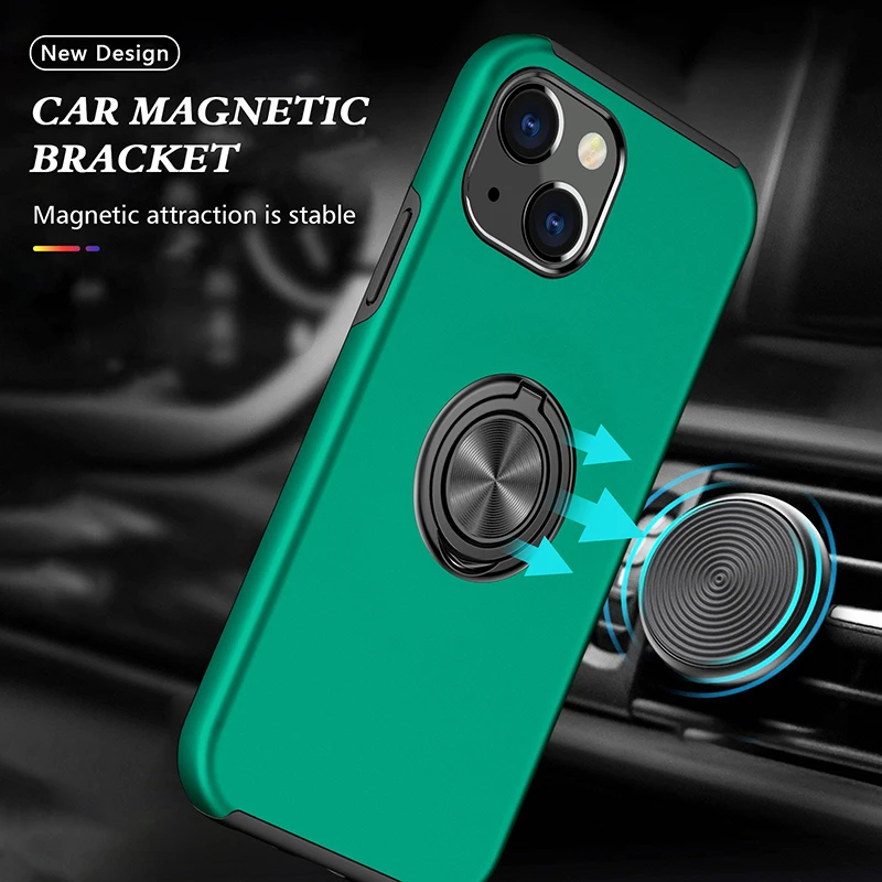 

Outdoor Cover for iphone 14 13 12 11 Pro Max Plus X XS XR 7 8 SE20 Mini Shockproof TPU Hard Stand Ring Mobile Phone Case