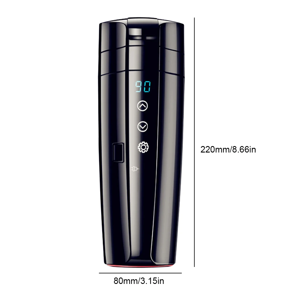 12V-24V 차량용 히팅컵 디지털 LCD 디스플레이 여행용 커피 머그컵 워머 스마트 온도 조절 차량용 가열 스마트 머그 터치 스크린