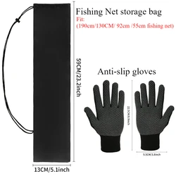 Durable Aluminum Alloy Telescoping Fishing Landing Net with Folding Mesh (Bag and gloves)