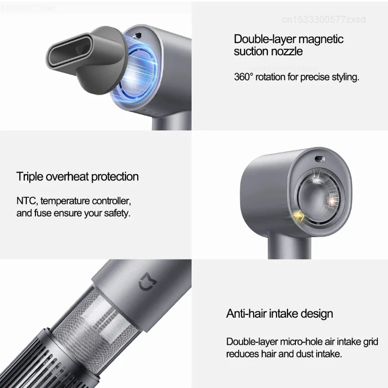 Xiaomi Mijia H701 Hair Dryers High Speed Water Ion Professional Hair Care Quick Dry Negative Ion 65m/s 110000Rpm 220V Dryer