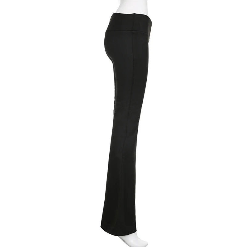 Women's Y2K Slim Low-Waisted Boot Cut Flare Pants Casual Sexy Basic Solid Fashion Streetwear for Autumn Spring