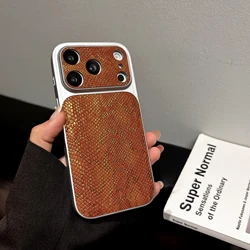 Premium Business Leather Texture Glossy Shockproof Phone Case with Plating Finish - iPhone 15 (Brown)