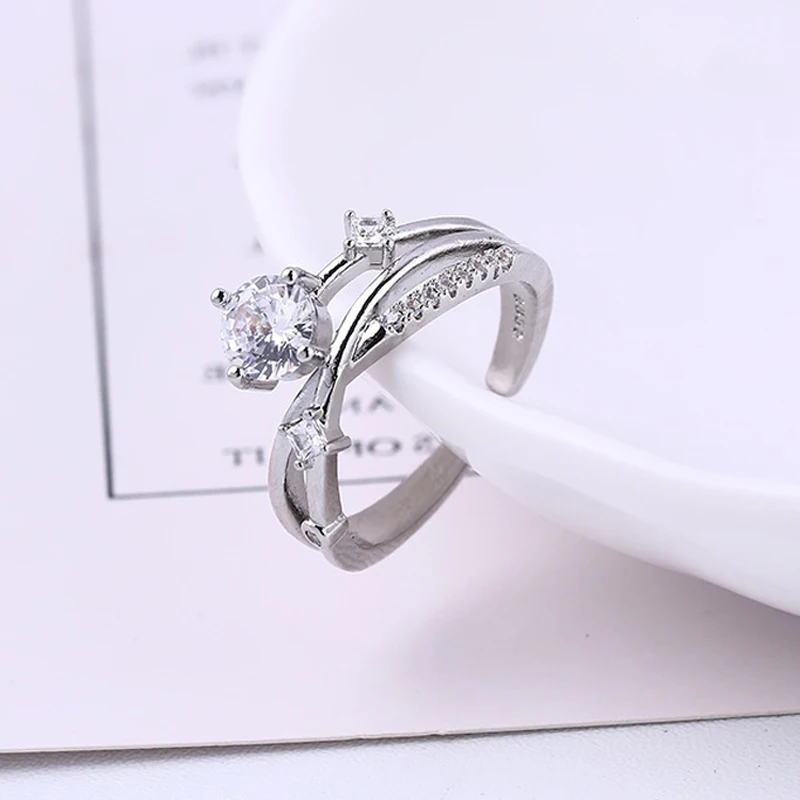 Exquisite Cosmic Trajectory Planet Rings For Women Double Layer Luxurious Sparkling Zircon Opening Ring Bride Wedding Jewelry