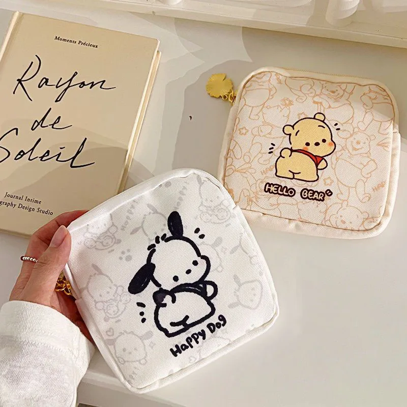 

Kawaii Kuromi My Melody Pochacco Storage Bag Anime Sanrioed Portable Cartoon Cute Sanitary Napkin Storage Bag Gift for Girls