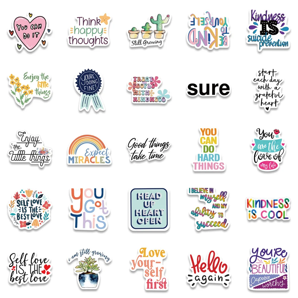 52Pcs Inspirational Quote Stickers Motivational Positive Affirmation  Stickers for Journaling Scrapbook Laptop Phone Kids Toys - AliExpress