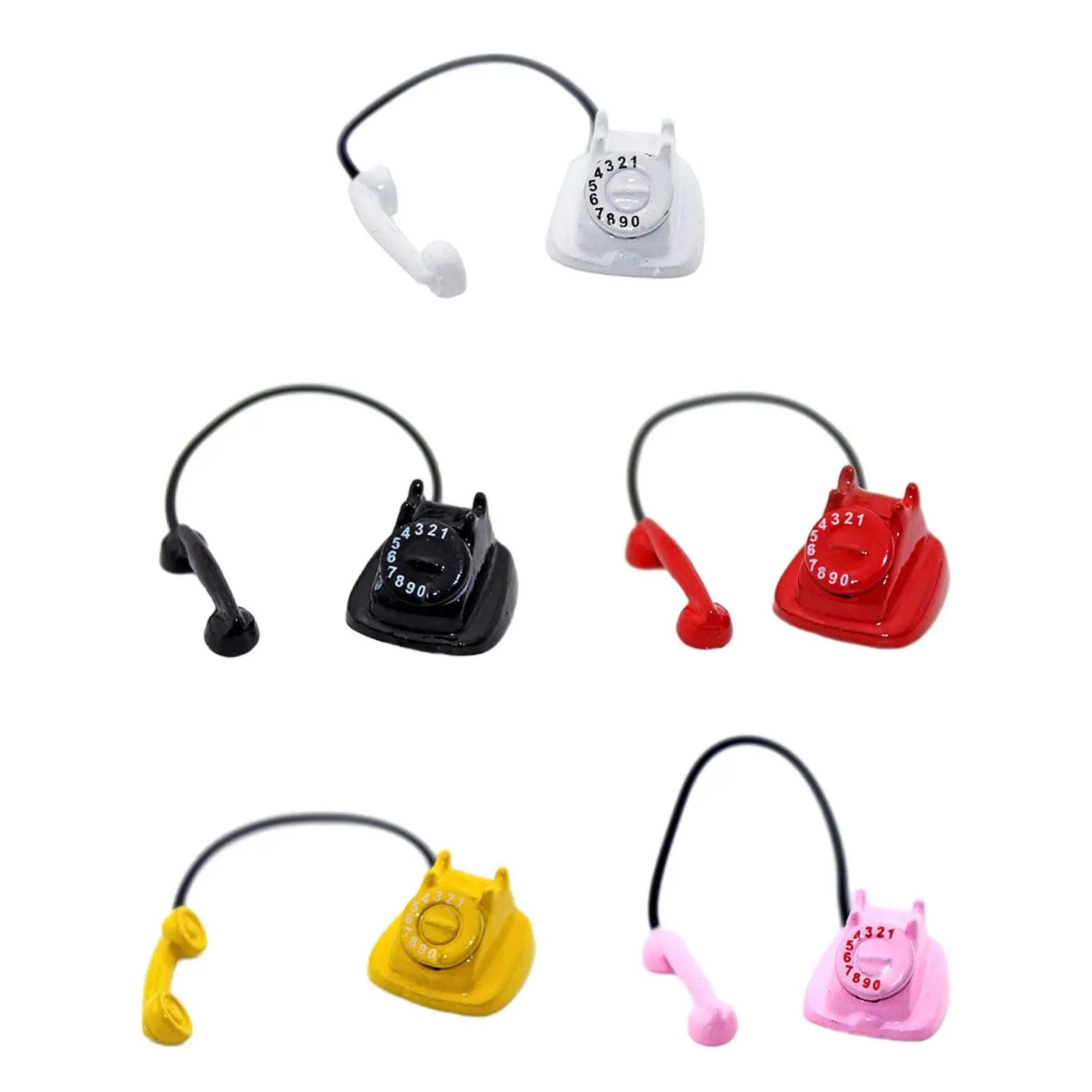 

1/12 Dollhouse Retro Rotary Telephone Phone Miniature Phone Model Kids Pretend Play for Micro Landscape Shop Landscape Dollhouse