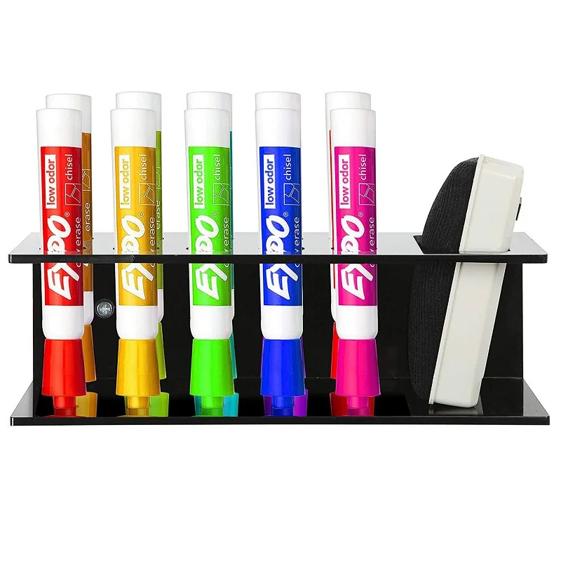 10-Slot Acrylic Dry Erase Marker Holder Wall Mounted Eraser Organizer Storage Rack Pen Pencil Stand Stationery School Supplies 3