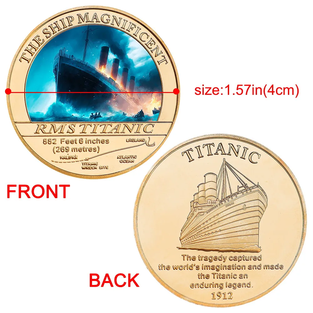 Titanic Golden Commemorative Coins Set The Ship Magnificent Titanic Tragedy Souvenir Coin Christmas Birthday Gift for Collection - Image 4