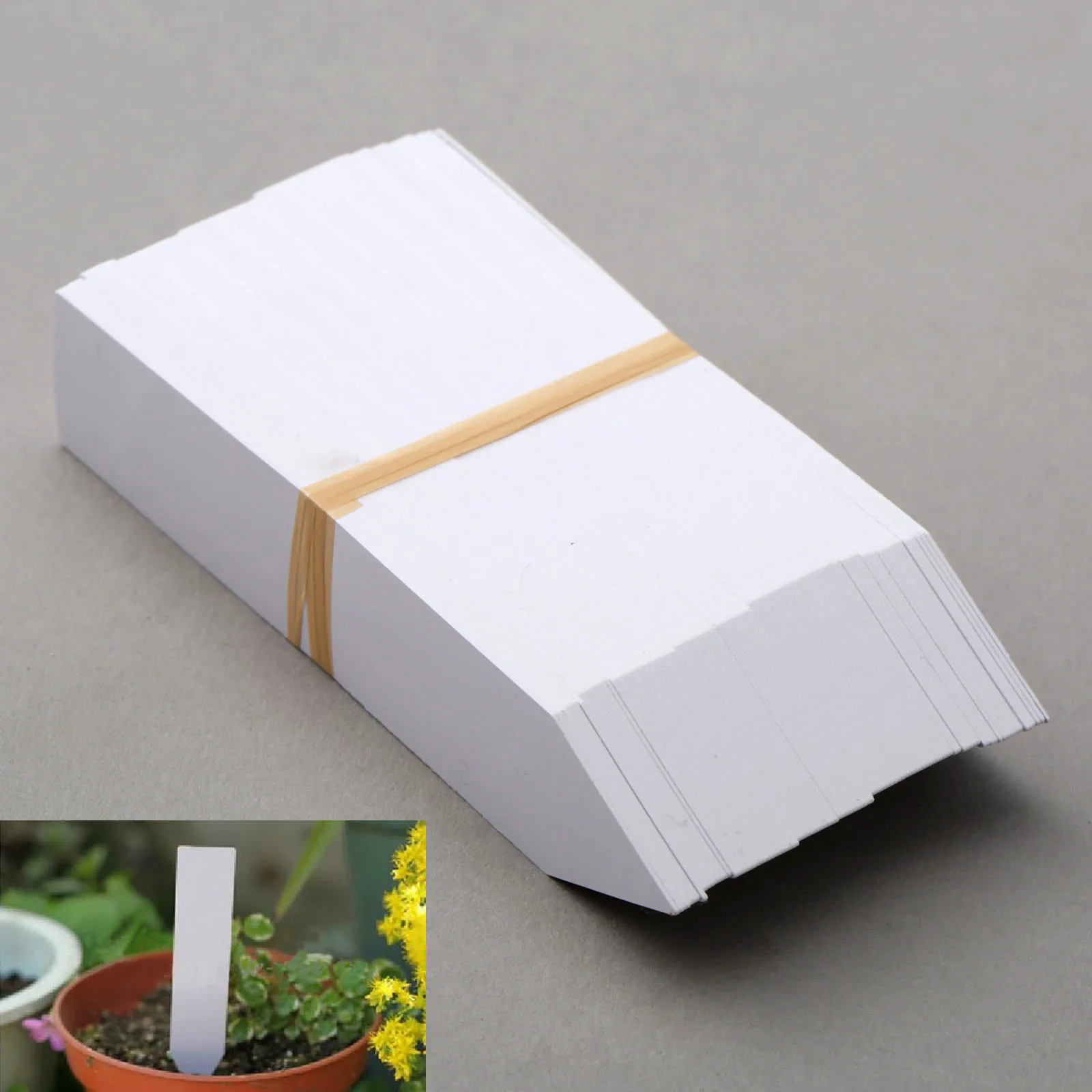 

100Pcs PVC Garden Flower Pots Plant Tags Stake Tags Nursery Seedlings Tracking Labels Reusable Bonsai Plant Markers 10*2cm White