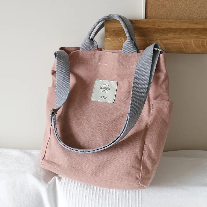 Korean cultural and artistic canvas shoulder bag, handbag, foreign trade simple and fresh crossbody bag, casual cloth shopp