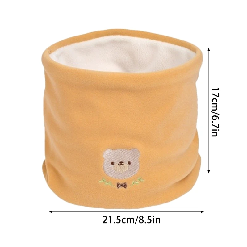 Kids Thicked Warm Neckerchief Cartoon Baby Scarf Trendy Solid Color Neck Warmer with Print Decor for Boys and Girls