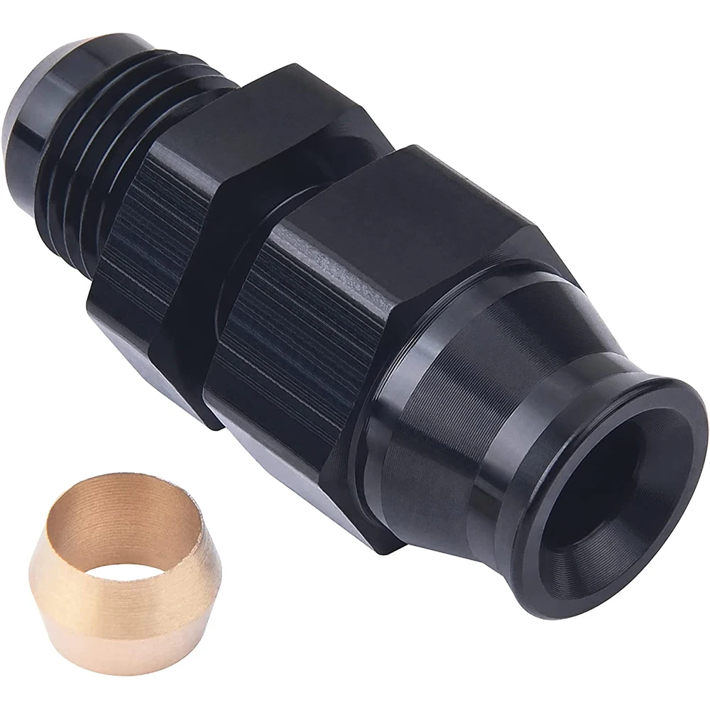 

6AN Male Flare to 3/8" or 5/16" Fuel Tube Fitting Adapter Connector Aluminum Alloy Black Anodized Straight