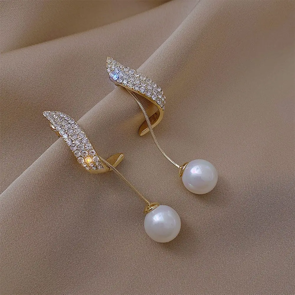 

Korean Women Dangler Jewelry Gift Pearl Crystal Tassel Drop Dangle Earrings Studs
