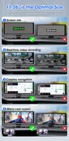 11.26 นิ้วรถ DVR 4K Dash Cam Dual Lens Wireless Carplay & Android Auto Video Recorder Monitor GPS นําทาง 5G Wifi FM AUX 2