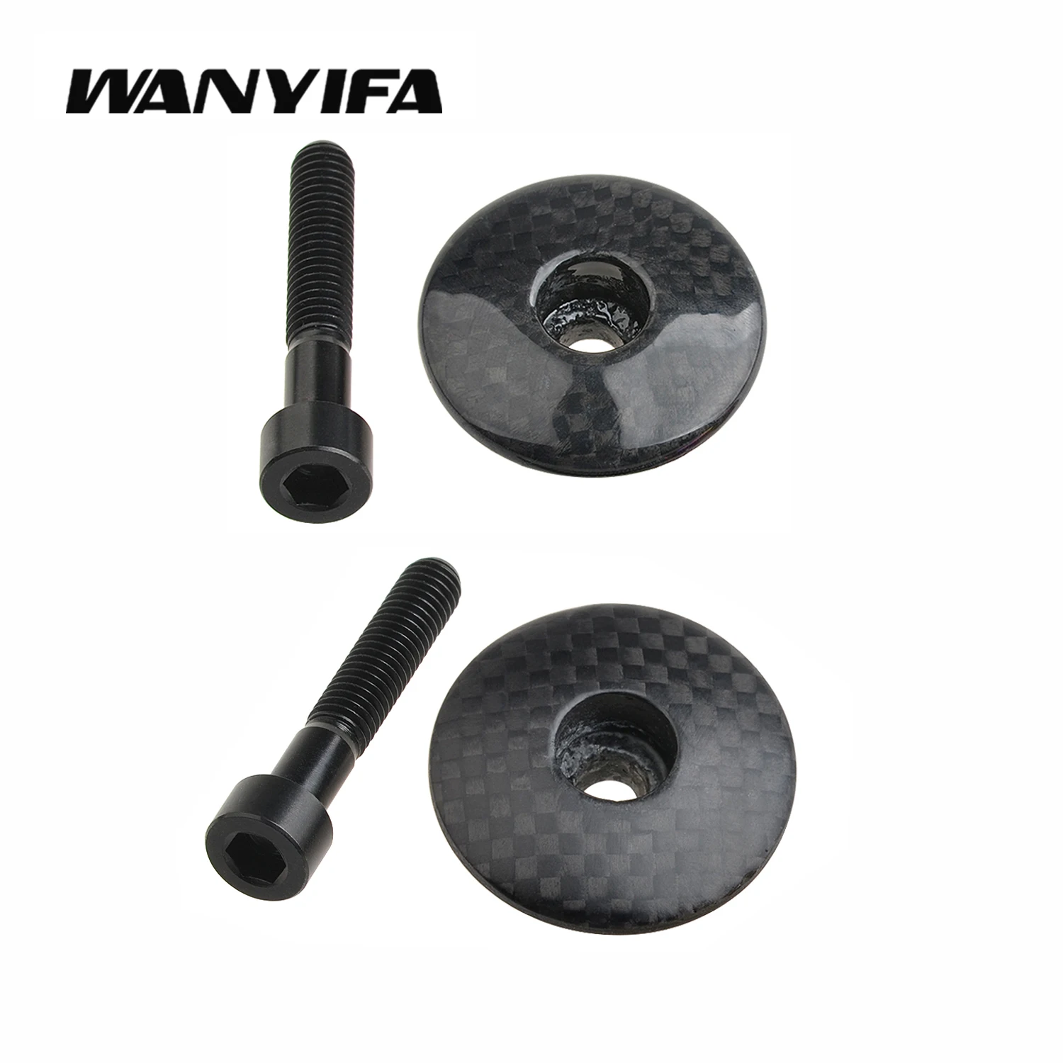 Titanium Bolt M6x35mm + 1 1/8" 3K Carbon Fiber Bike Stem Cap for Road Mountain Bike