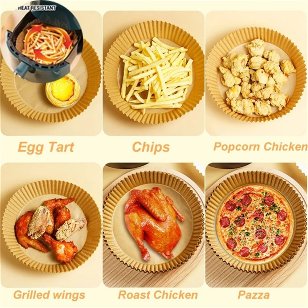 Description Picture 5 of item50pcs Non-Stick Disposable Air Fryer Liners  Parchment Paper for Baking Roasting Microwaving Oil Water Proof Blister Packaging