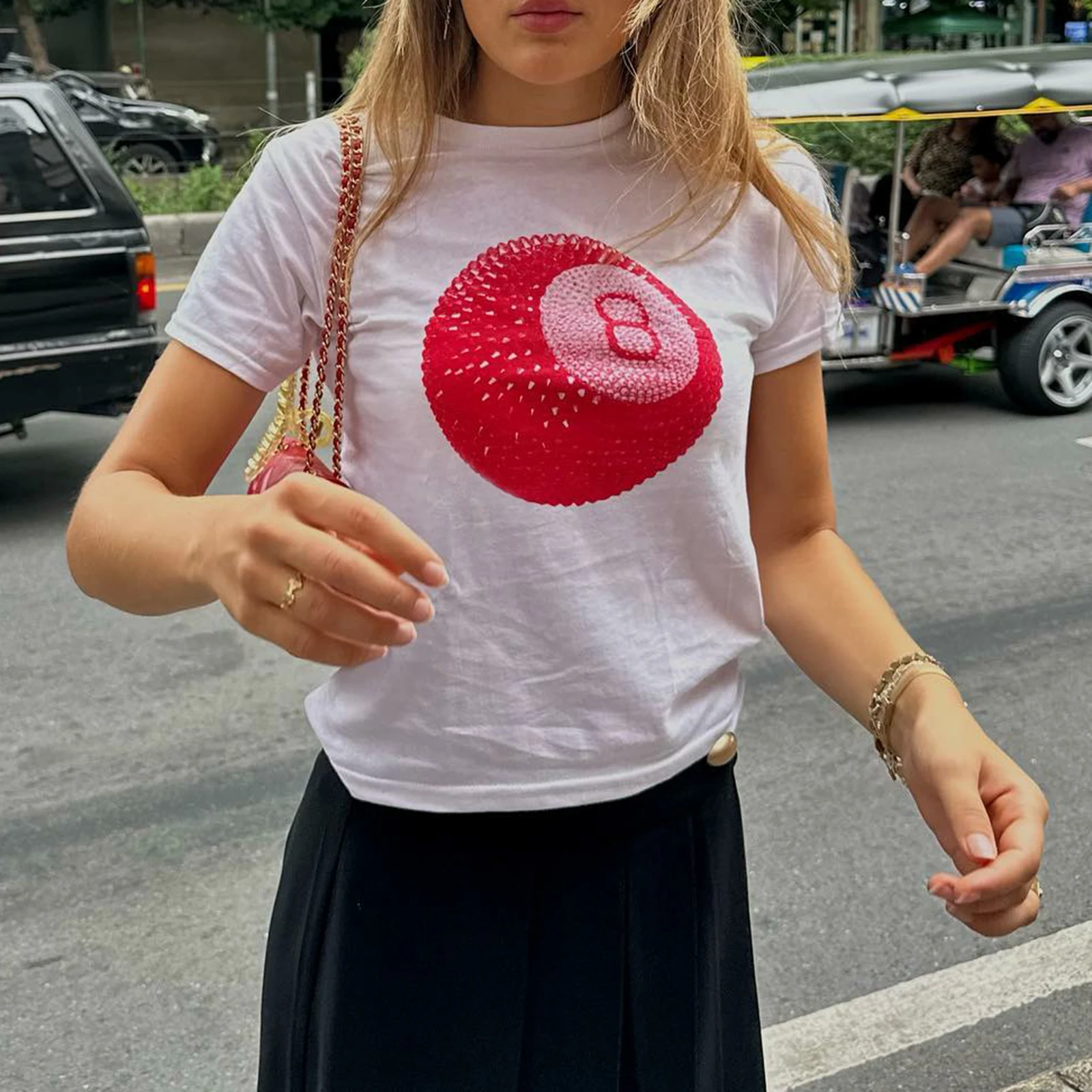 

Women's Summer Casual Tops Fashion Number Graphic Print Short Sleeve Round Neck T-Shirt Streetwear