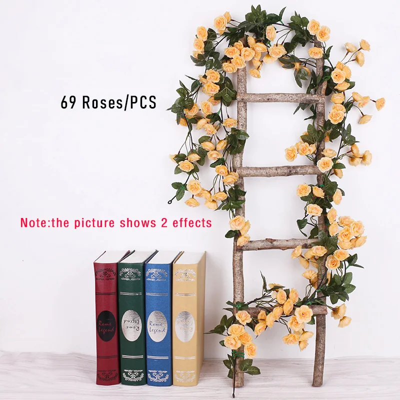 thumbnail image 1 of High Quality 1pcs Artificial Flowers Vine Rose DIY Wedding Decoration Fake Flower Home Room Decor Wall Hanging Garland Plants, 1 of 5