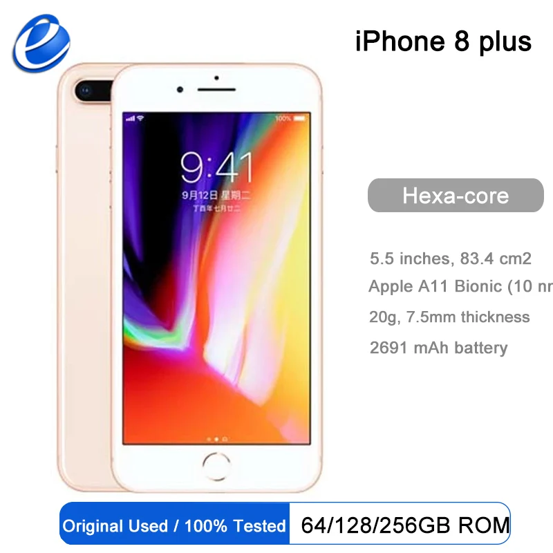 Original Apple iphone 8 Plus Hexa Core iOS 3GB RAM 64/256GB ROM