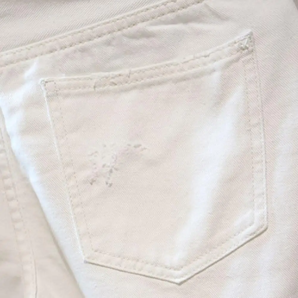 Men's White Jeans Shorts All-match Fashion Ripped Hole Slim Stretch Shorts Streetwear Hip Hop Denim