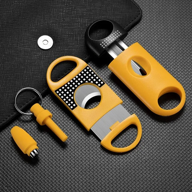 3 Cigar Sets Cigar Cutter Plastic V-Cut Stainless Steel Blades Classic Cigar Cutter Guillotine Christmas Cigar Scissors Gift - Image 3
