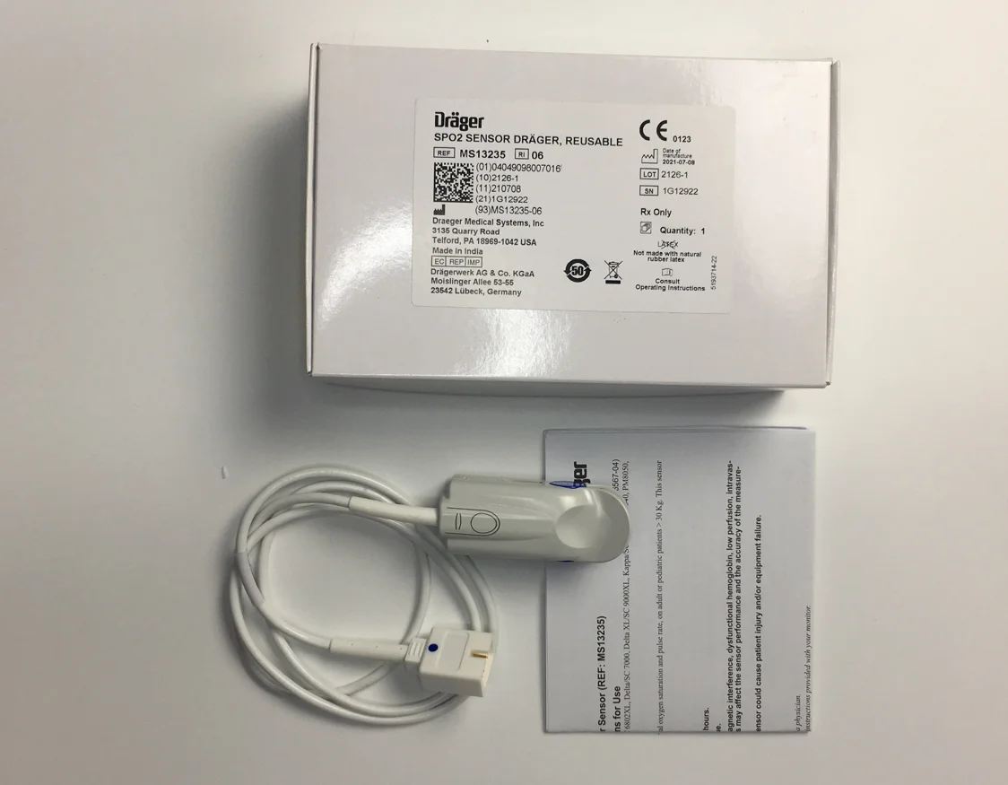 mp02400 drager self test lung new original latex free reusable max 1 l New Original Drager MS13253 SPO2 Sensor,Reusable