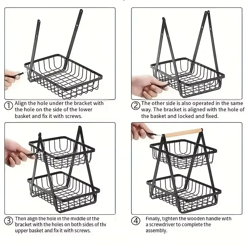 2-Tier Kitchen Organizer Fruit Basket Vegetable Basket Bathroom Cosmetic Removable Stand Storage Shelf Kitchen Storage Rack 6