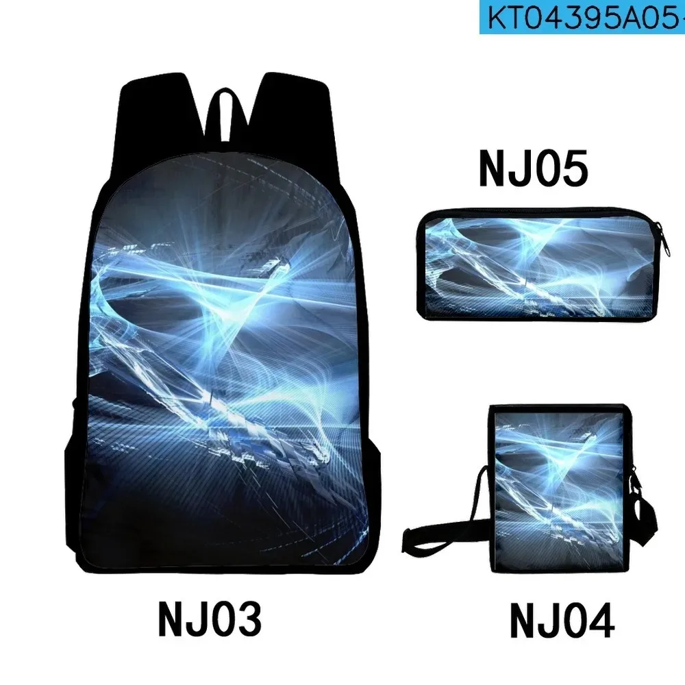 Harajuku Popular Abstract Patterns 3D Print Student School Bags, Laptop Backpack, Backpack, Tilt Shoulder Bag, Pencil Case, 3Pcs