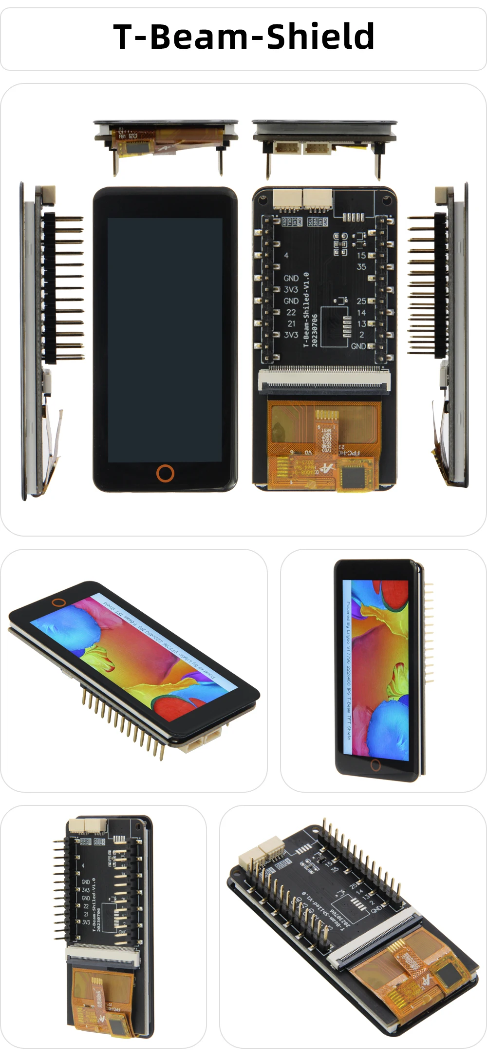 ® T-Beam-Shield Display 2.33-inch ST7796 Capacitive Touch IPS TFT LCD Screen Exp