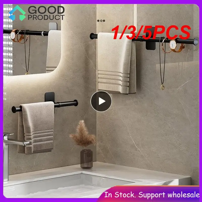 

1/3/5PCS Self-adhesive Bathroom Towel Rack Holder Without Drilling, Wall Mounted Towel Shelf Kitchen Bathroom Accessories Towel