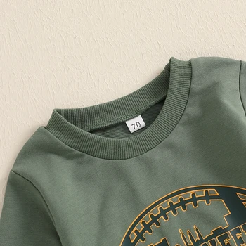 Toddler Unisex Autumn Clothes Set Long Sleeve Round Neck Letter Print Top with Bow Tie Solid Color Trousers for Baby Girl Boy 2