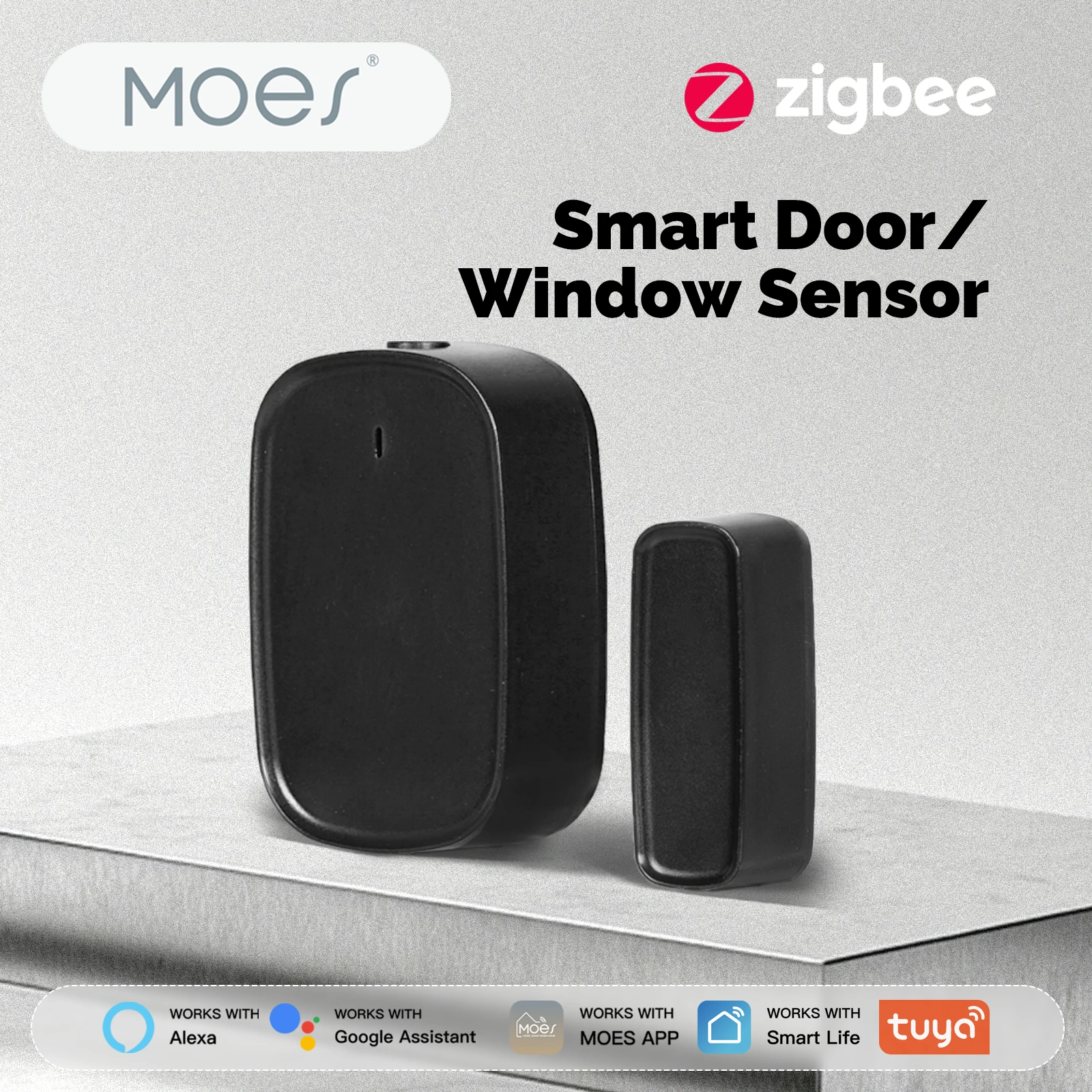 MOES Tuya 스마트 ZigBee 창/도어 센서 감지기 App 원격 제어 스마트 홈 보안 경보 시스템 지원 Alexa Google 홈