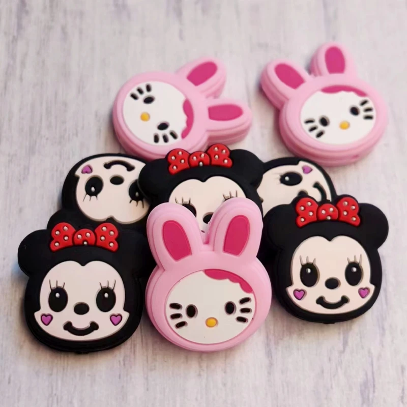 30pcs Mickey Silicone Focal Beads BPA Free Silicone Baby DIY Pacifier Chain Clips Beaded Pen Newborn Toys Jewelry Accessories