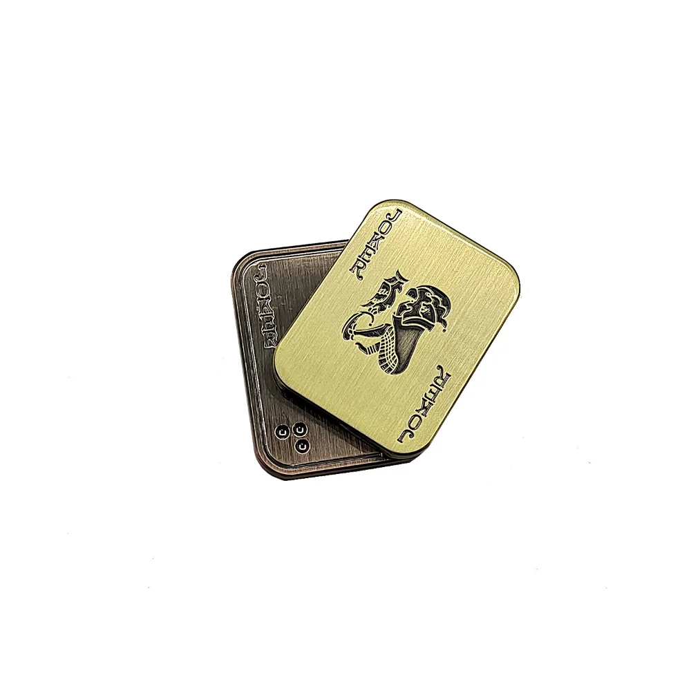 EDC Fingertip Metal Push Coin Poker Fidget Toys AK King Pop Coin Gyro Toy Stress Relief Hand Push Sound Pop Card  Anti Anxiety