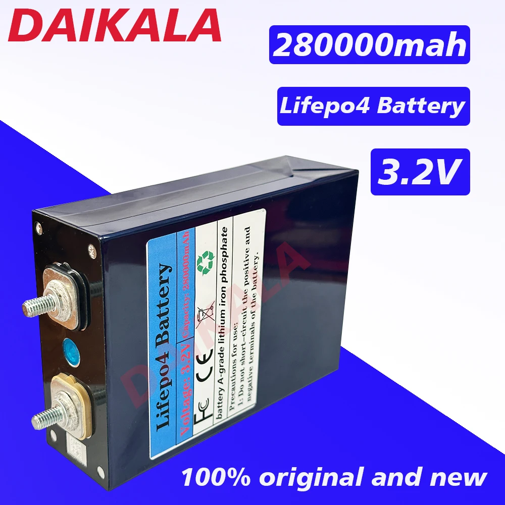 

NEW 3.2V 280AH LiFePO4 Battery Rechargeable Cells for Solar Energy DIY Lithium Battery Pack Home Power 12V in Stock