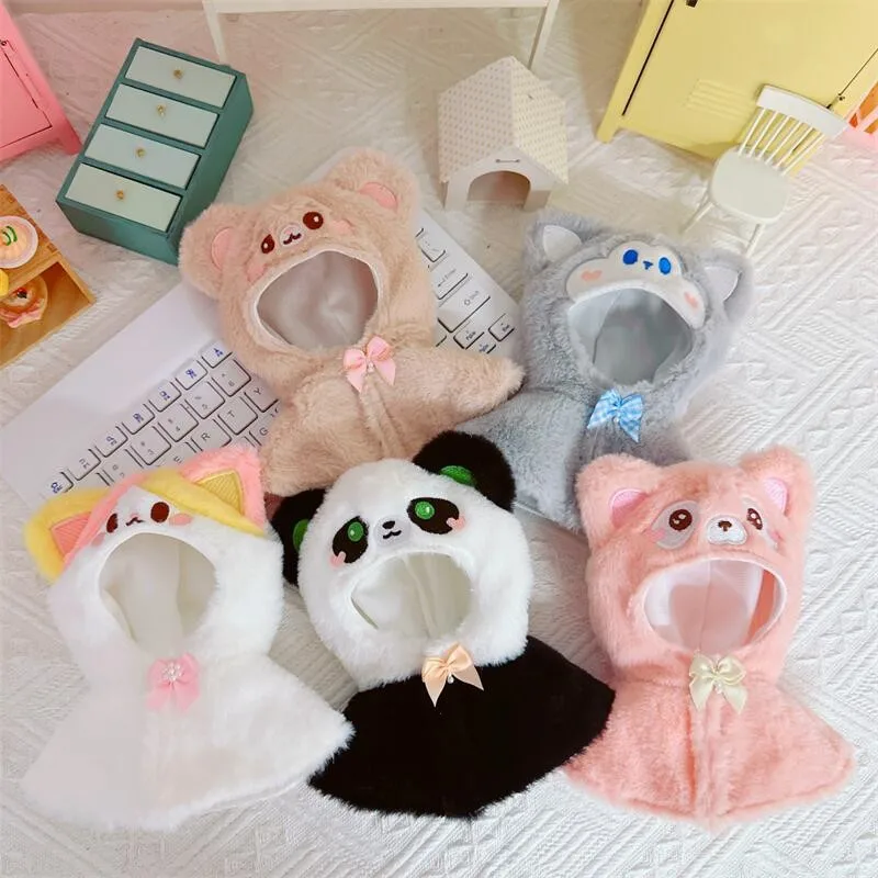 Kawaii Doll Clothes for 10cm Idol Cotton Doll Outfit Accessories Cartoon Fluffy Animals Cat Bear Shawl Coat Dog DIY Clothing Toy